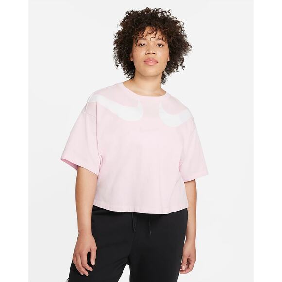 Nike Sportswear Swoosh Women's Cropped T-Shirt pink white y2k oversized XS ^ - Picture 2 of 9